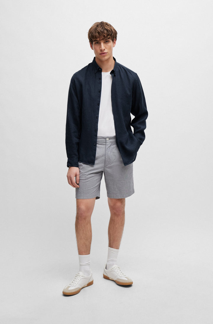 BOSS Regular Fit Casual Shirts in Linen - S-LIAM-S-BD-C1-242 10258366 01-50513849- Concorde Fashion#color_navy-404