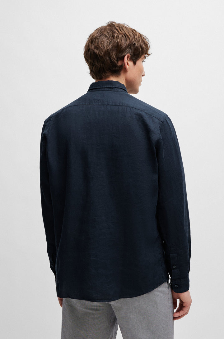 BOSS Regular Fit Casual Shirts in Linen - S-LIAM-S-BD-C1-242 10258366 01-50513849- Concorde Fashion#color_navy-404