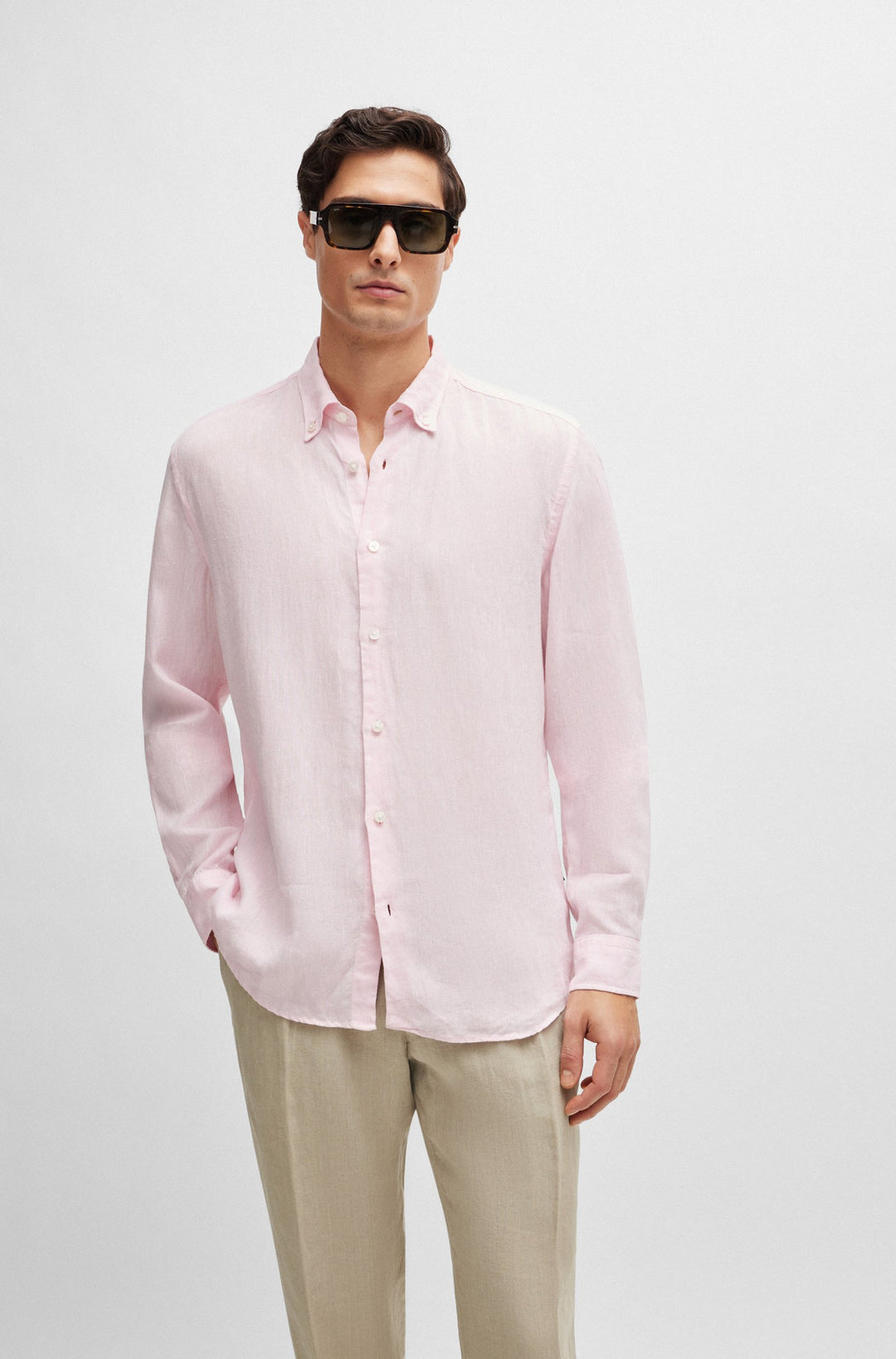 BOSS Regular Fit Casual Shirts in Linen - S-LIAM-S-BD-C1-242 10258366 01-50513849- Concorde Fashion#color_pink-680