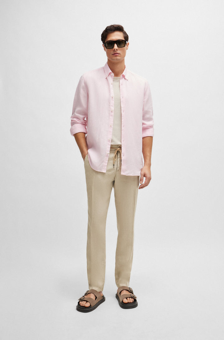 BOSS Regular Fit Casual Shirts in Linen - S-LIAM-S-BD-C1-242 10258366 01-50513849- Concorde Fashion#color_pink-680