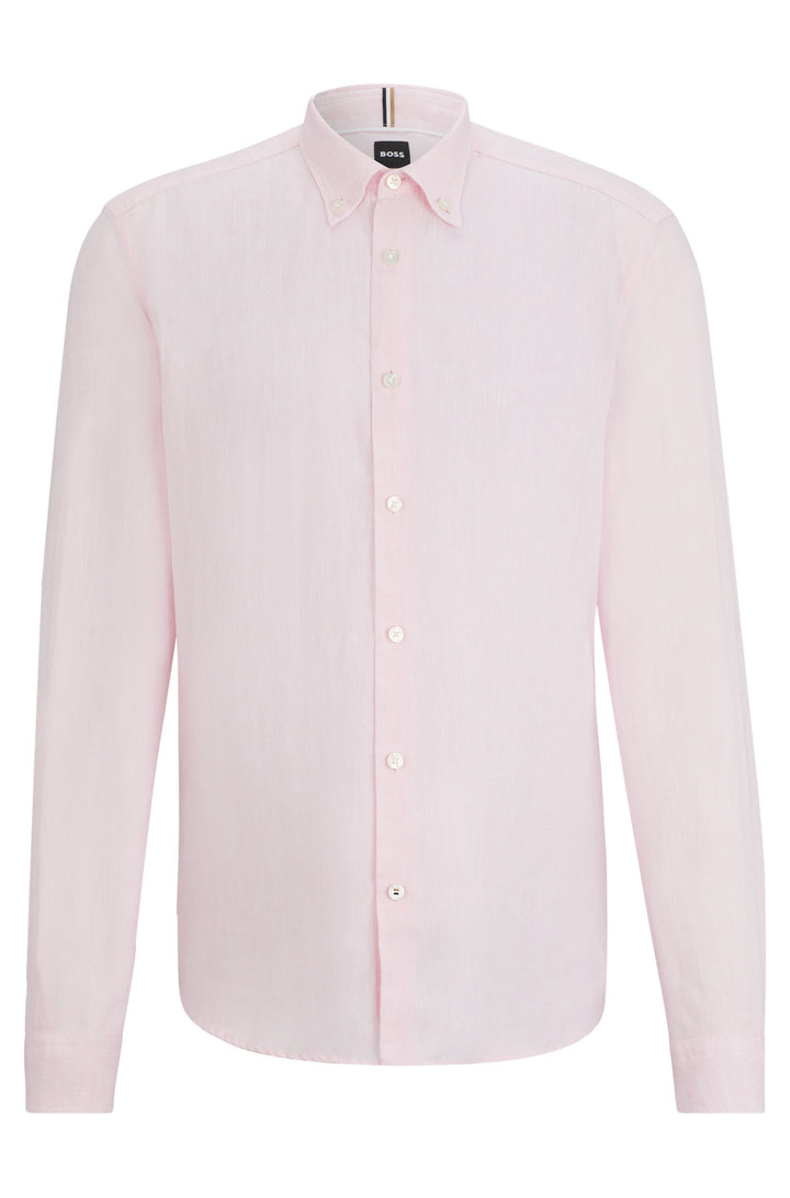 BOSS Regular Fit Casual Shirts in Linen - S-LIAM-S-BD-C1-242 10258366 01-50513849- Concorde Fashion#color_pink-680