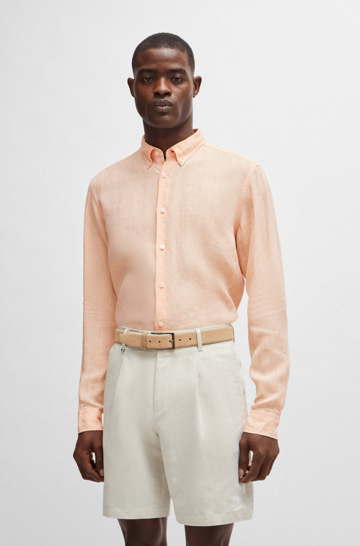 BOSS Regular Fit Casual Shirts in Linen - S-LIAM-S-BD-C1-242 10258366 01-50513849- Concorde Fashion#color_orange-813