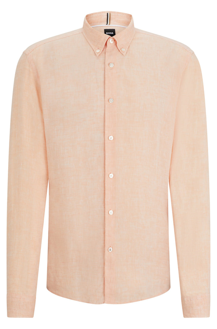 BOSS Regular Fit Casual Shirts in Linen - S-LIAM-S-BD-C1-242 10258366 01-50513849- Concorde Fashion#color_orange-813