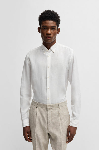 BOSS Casual Shirts Regular Fit in Linen - C-LIAM-S-BD-C1-243 10258366 01-50529137- Concorde Fashion#color_white-100