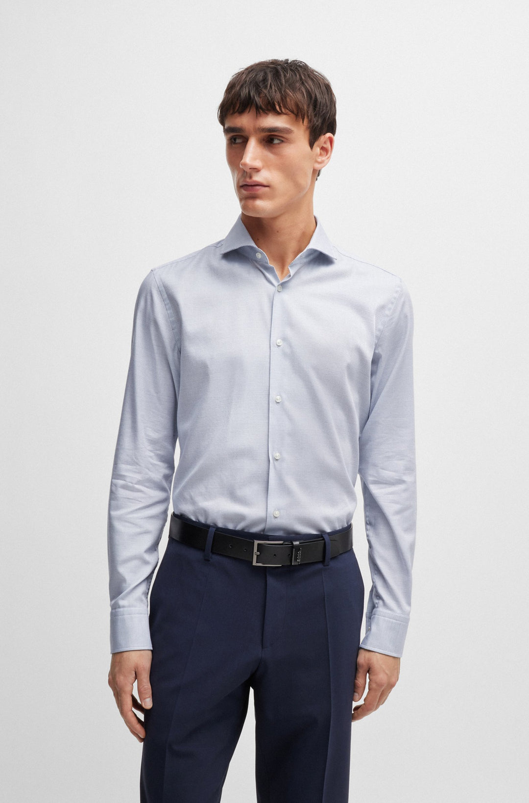 BOSS Formal Shirts Slim Fit in Cotton Mix - H-HANK-SPREAD-C1-222 10258446 01-50519929- Concorde Fashion#color_blue-450
