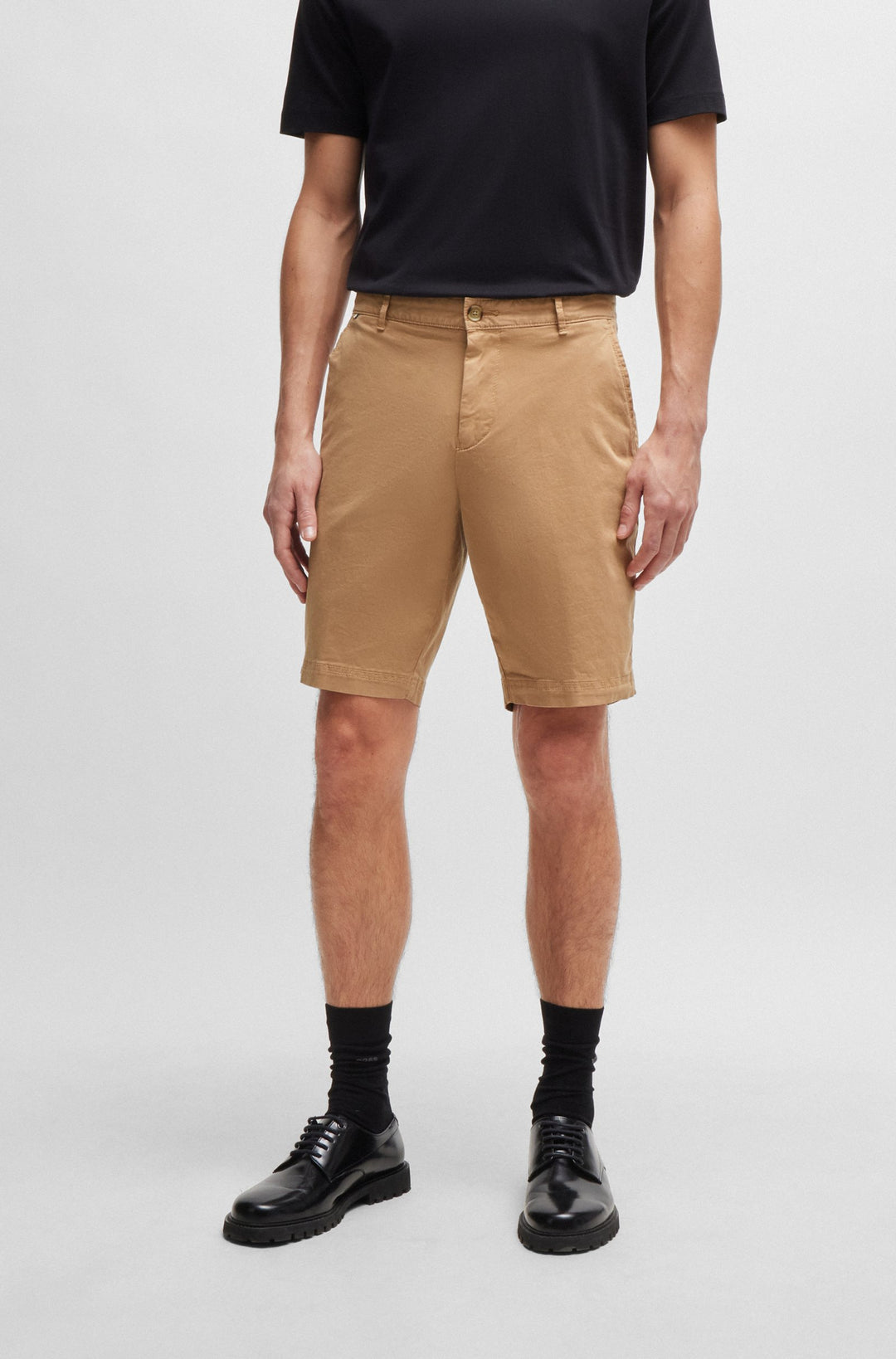 BOSS Slim Fit Shorts in Cotton Mix - SLICE-SHORT 10258498 01-50512524- Concorde Fashion#color_beige-260