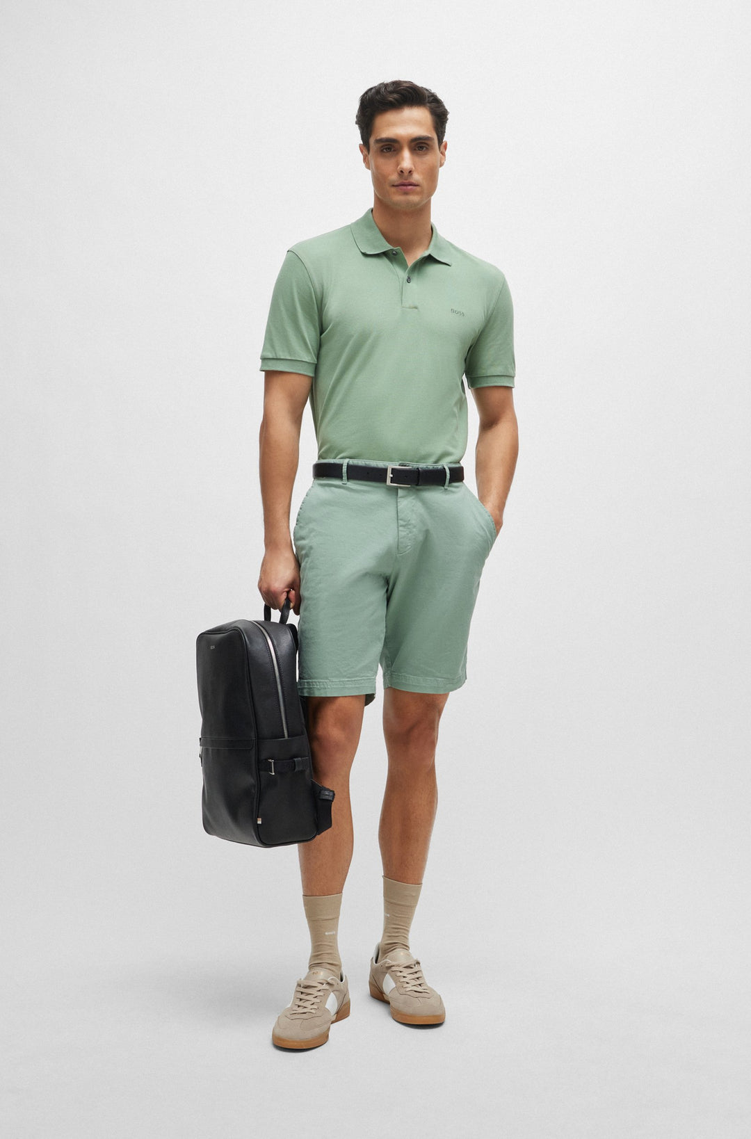BOSS Slim Fit Shorts in Cotton Mix - SLICE-SHORT 10258498 01-50512524- Concorde Fashion#color_green-373
