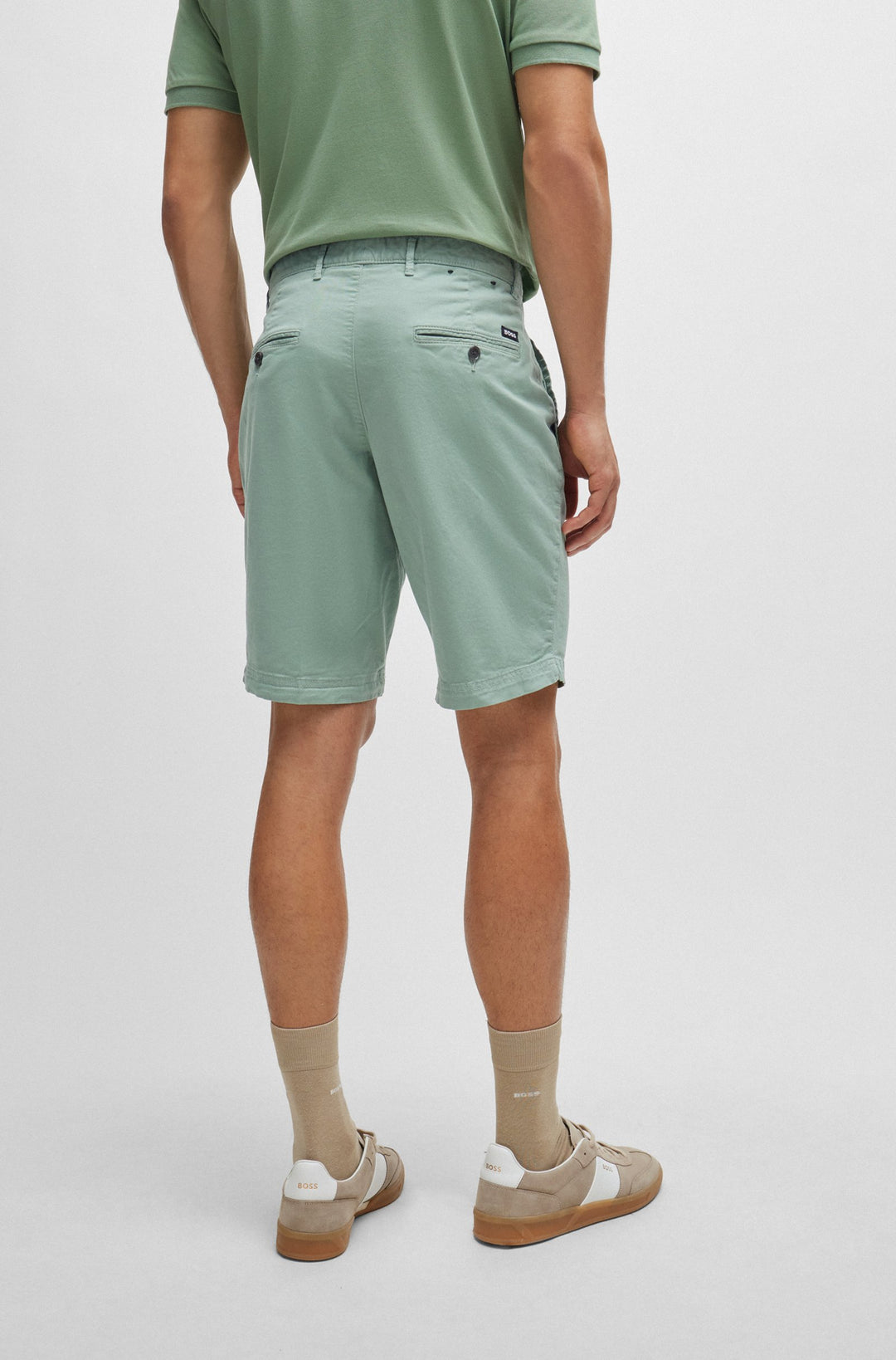 BOSS Slim Fit Shorts in Cotton Mix - SLICE-SHORT 10258498 01-50512524- Concorde Fashion#color_green-373
