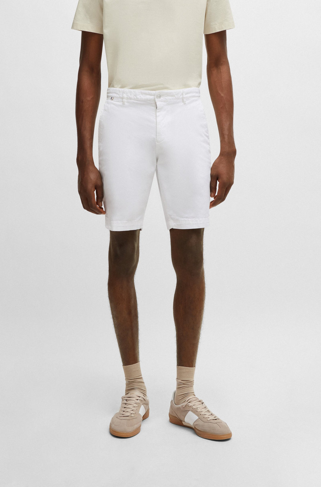 BOSS Slim Fit Shorts in Cotton Mix - SLICE-SHORT 10258498 01-50512524- Concorde Fashion#color_white-100