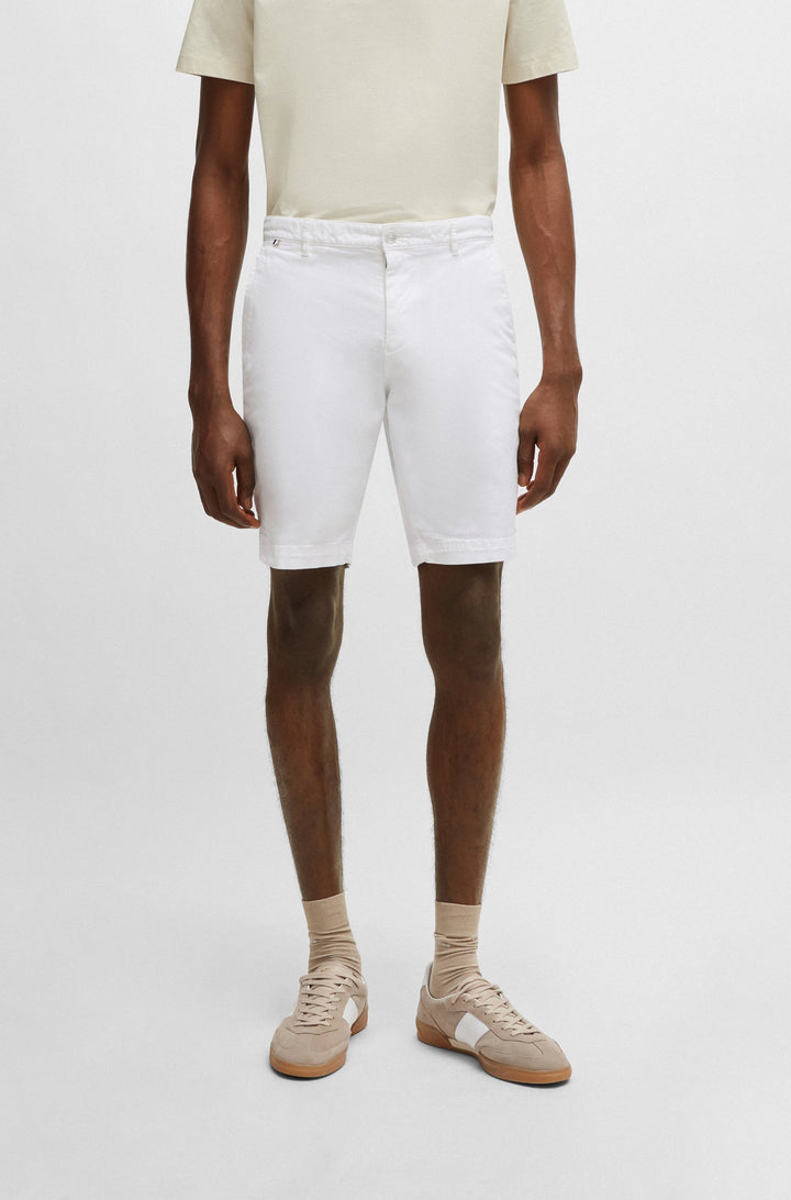 BOSS Slim Fit Shorts in Cotton Mix - SLICE-SHORT 10258498 01-50512524- Concorde Fashion#color_white-100