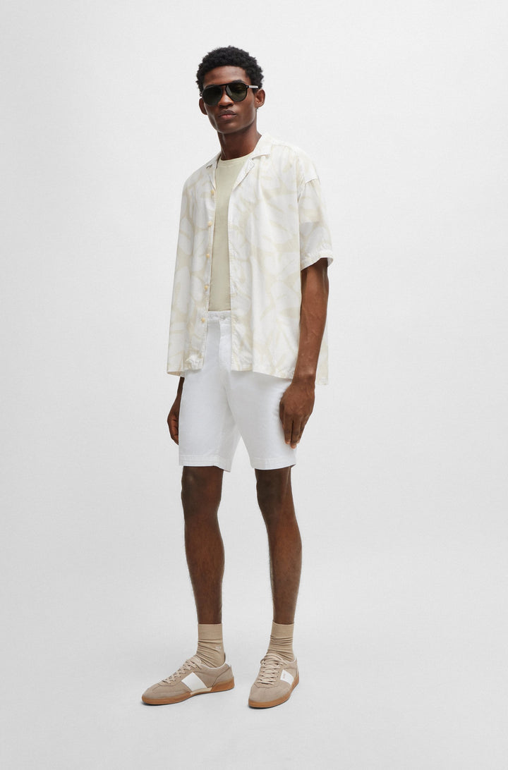 BOSS Slim Fit Shorts in Cotton Mix - SLICE-SHORT 10258498 01-50512524- Concorde Fashion#color_white-100