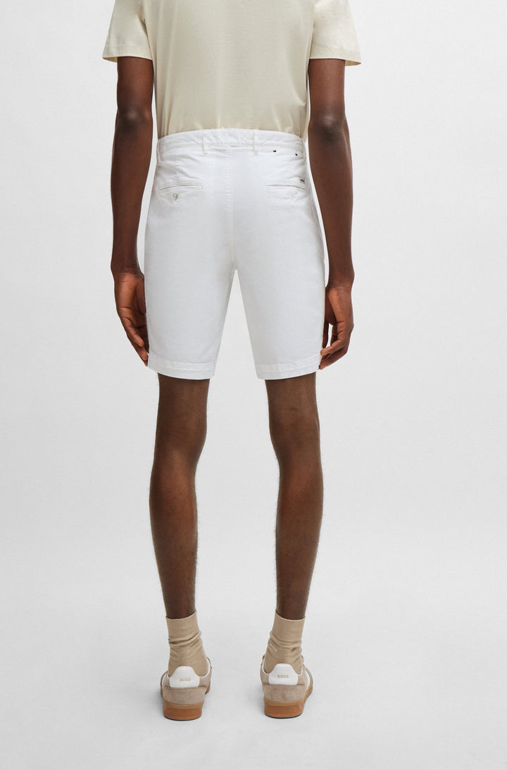 BOSS Slim Fit Shorts in Cotton Mix - SLICE-SHORT 10258498 01-50512524- Concorde Fashion#color_white-100