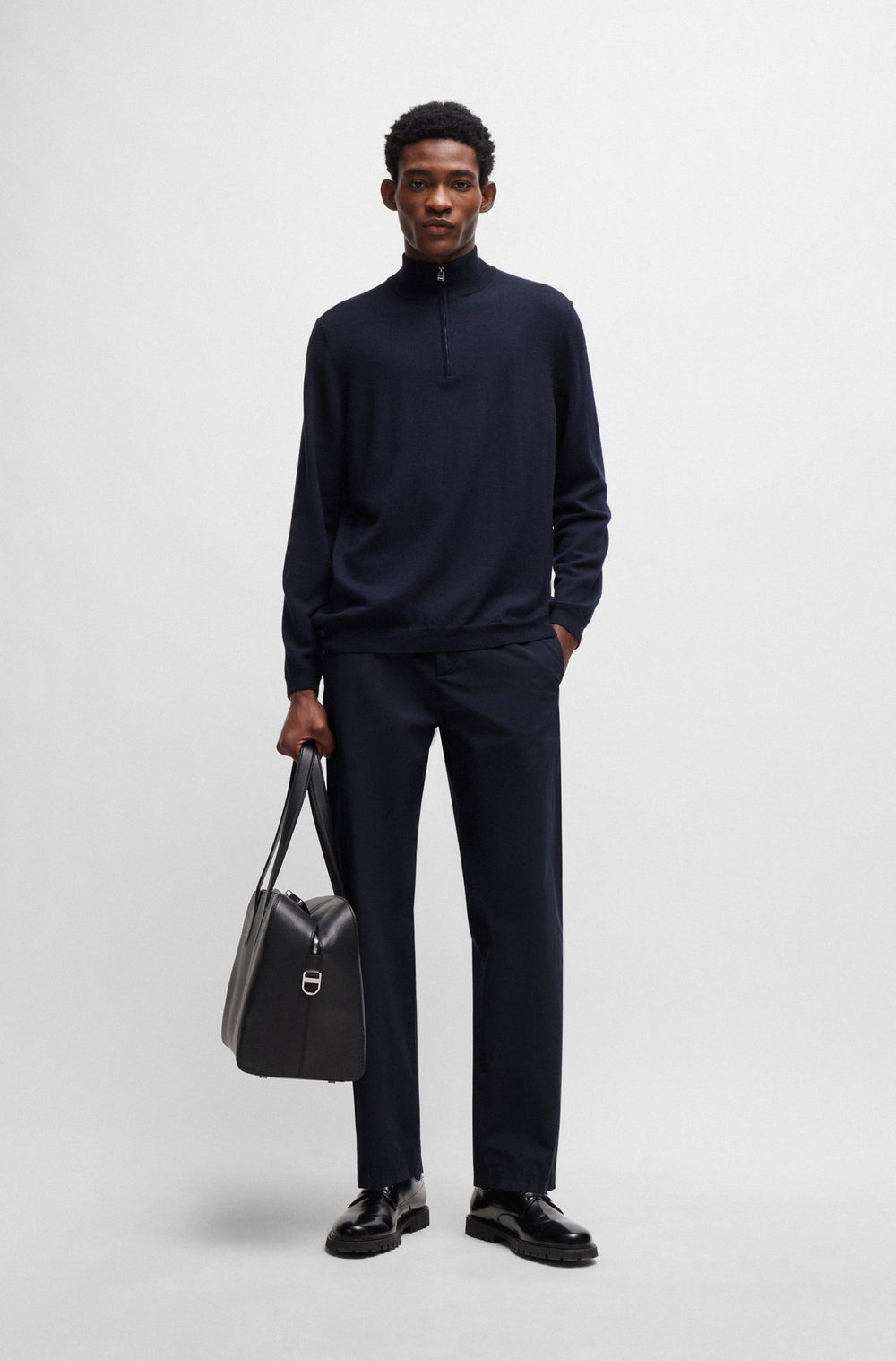 BOSS Relaxed Fit Trousers in Cotton Mix - KEAMON 10258513 01-50514199- Concorde Fashion#color_navy-404