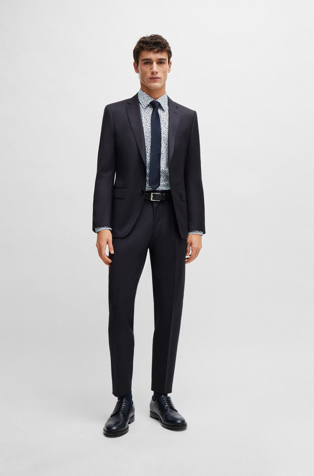 BOSS Slim Fit Formal Shirt in Cotton Mix - H-HANK-KENT-C1-214 10258874 01-50512664- Concorde Fashion#color_navy-410