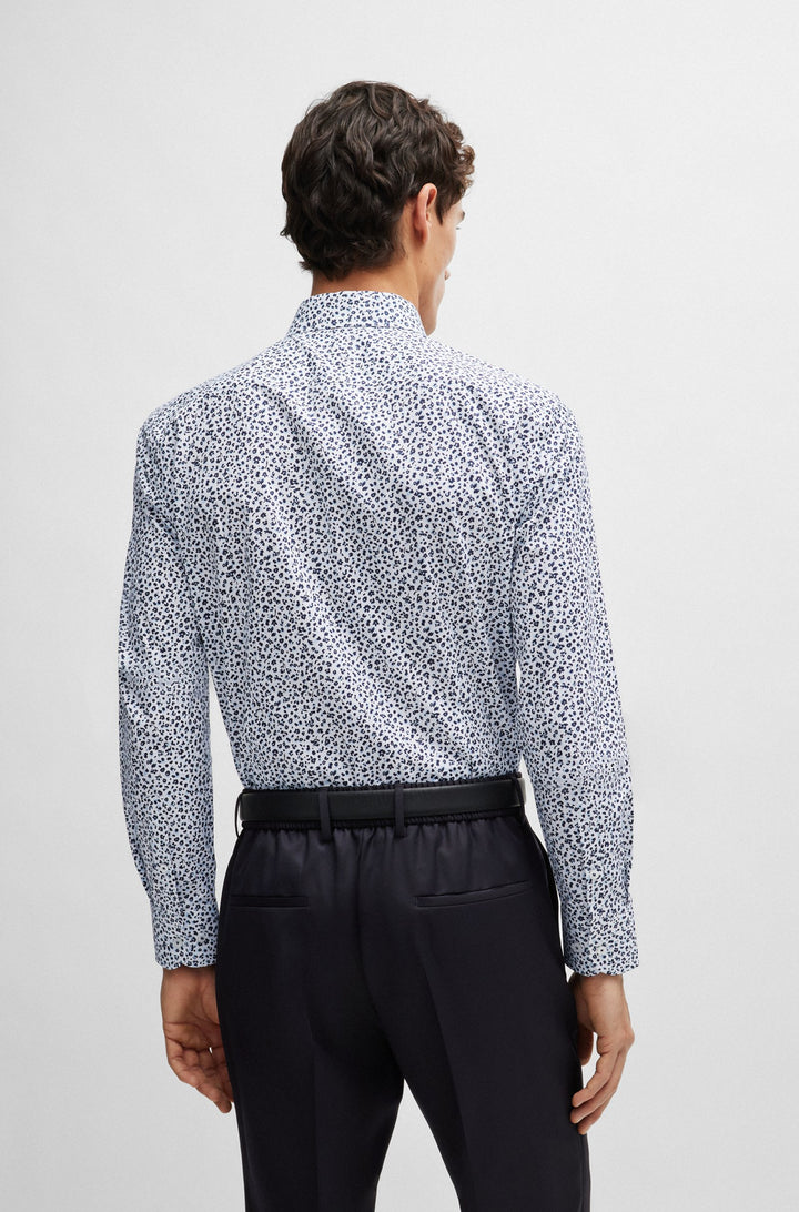 BOSS Slim Fit Formal Shirt in Cotton Mix - H-HANK-KENT-C1-214 10258874 01-50512664- Concorde Fashion#color_navy-410