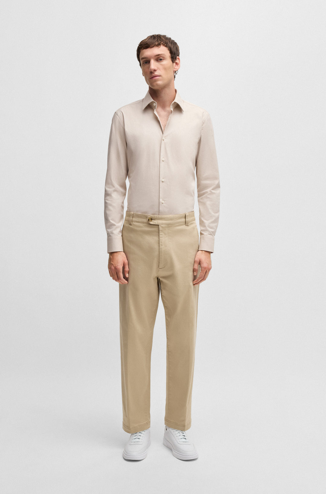 BOSS Formal Shirts Slim Fit in Cotton Mix - H-HANK-KENT-C1-214 10258875 01-50519867- Concorde Fashion#color_beige-275