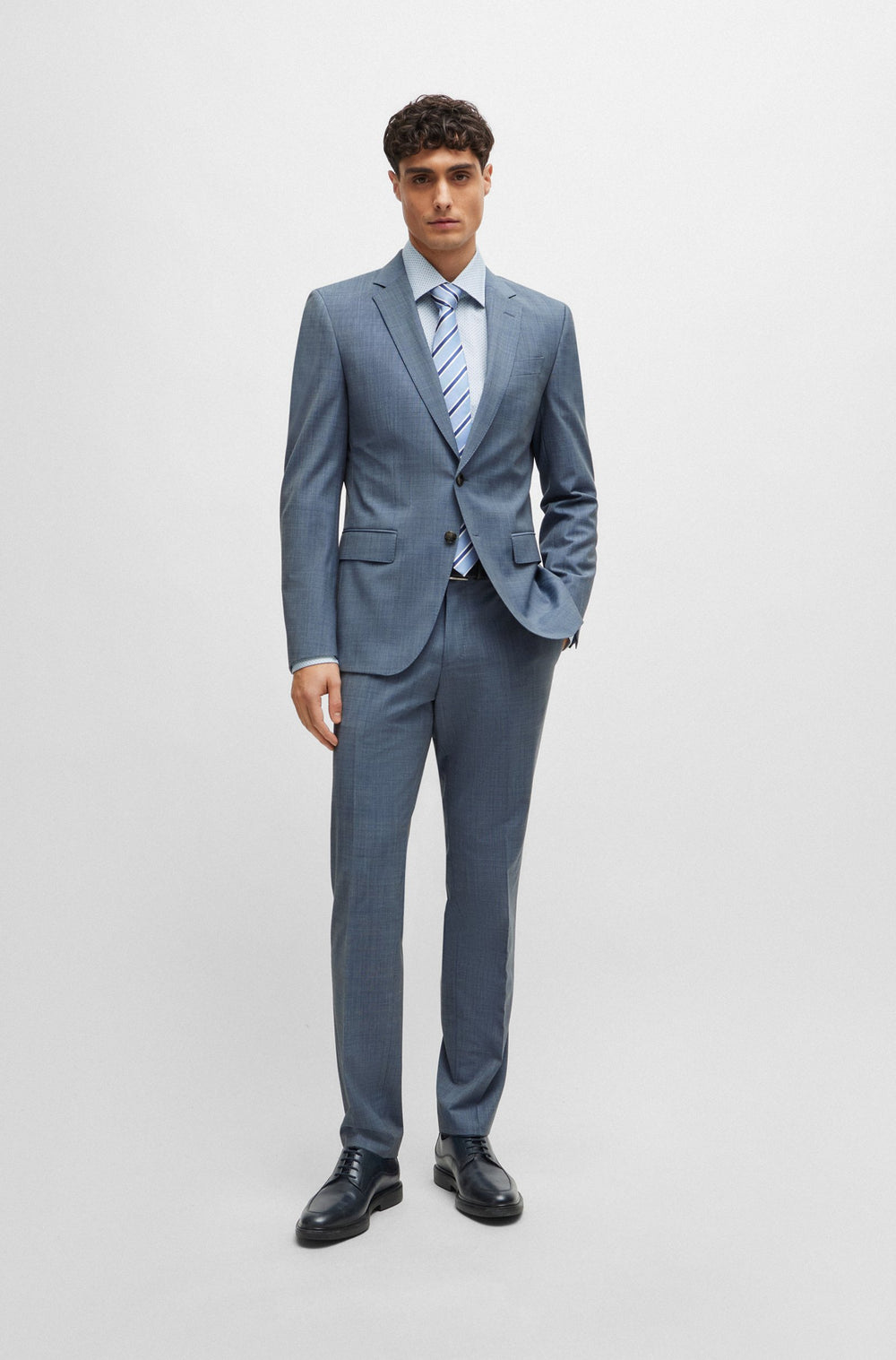BOSS Slim Fit Formal Shirt in Cotton Mix - H-HANK-KENT-C1-214 10258898 01-50512852- Concorde Fashion#color_blue-450