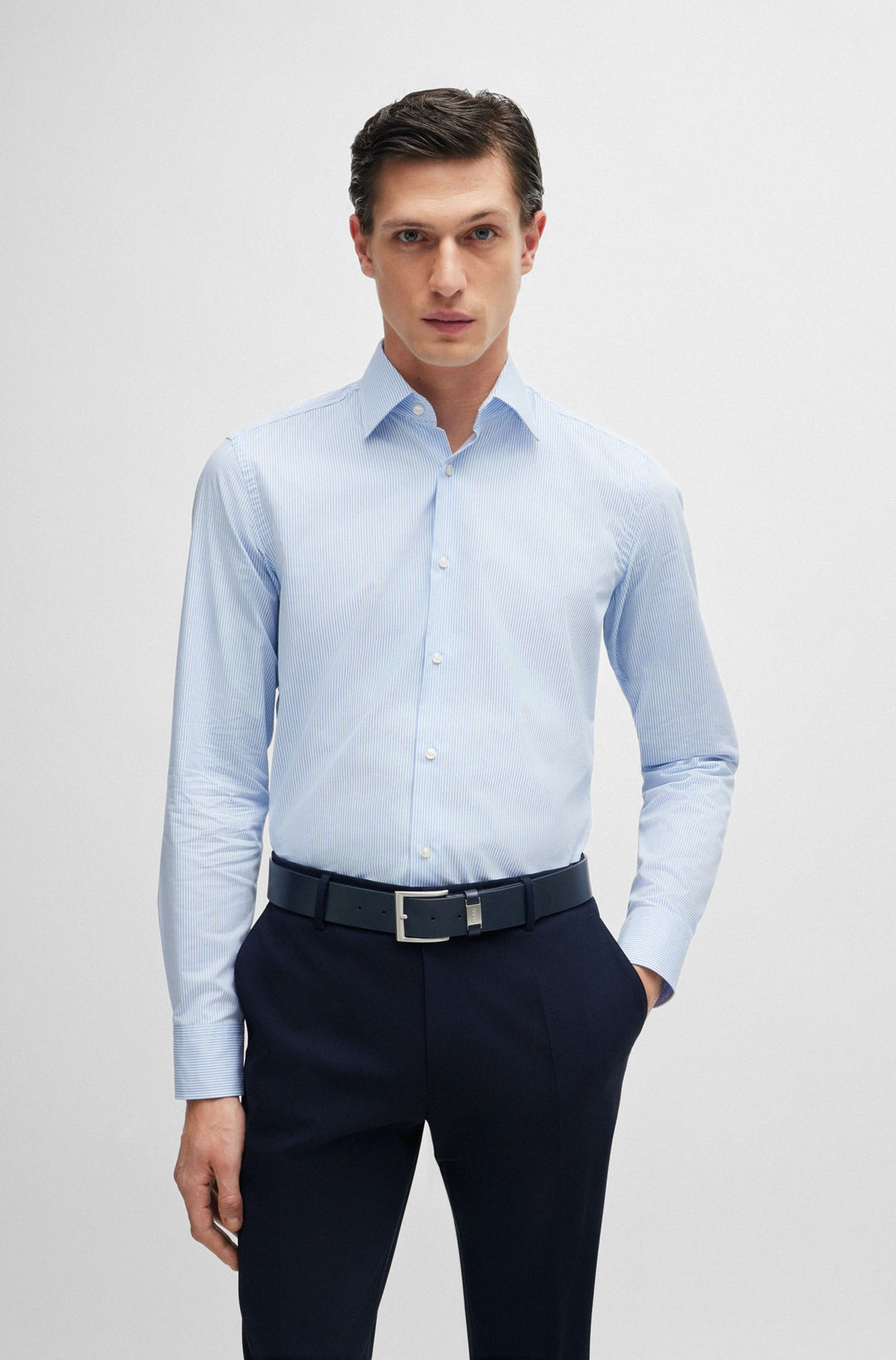 BOSS Slim Fit Formal Shirt in Cotton - H-HANK-KENT-C1-214 10258946 01-50512935- Concorde Fashion#color_blue-450