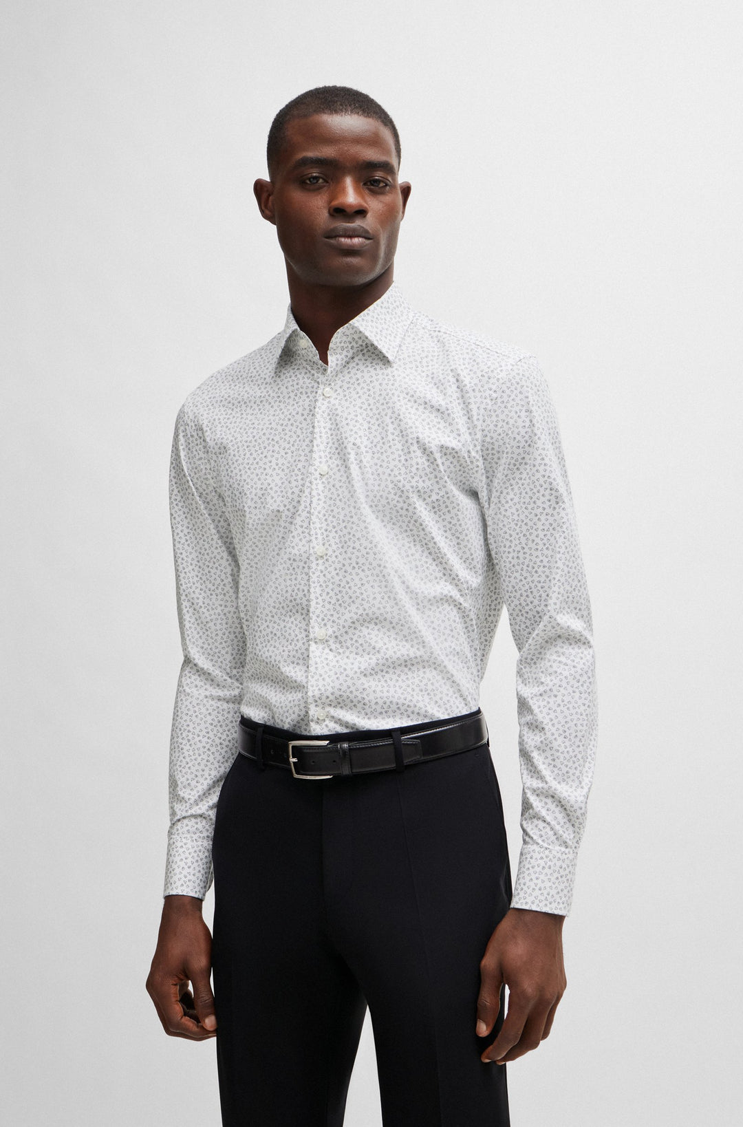 BOSS Slim Fit Formal Shirt in Cotton Mix - H-HANK-KENT-C1-214 10258998 01-50513526- Concorde Fashion#color_white-120
