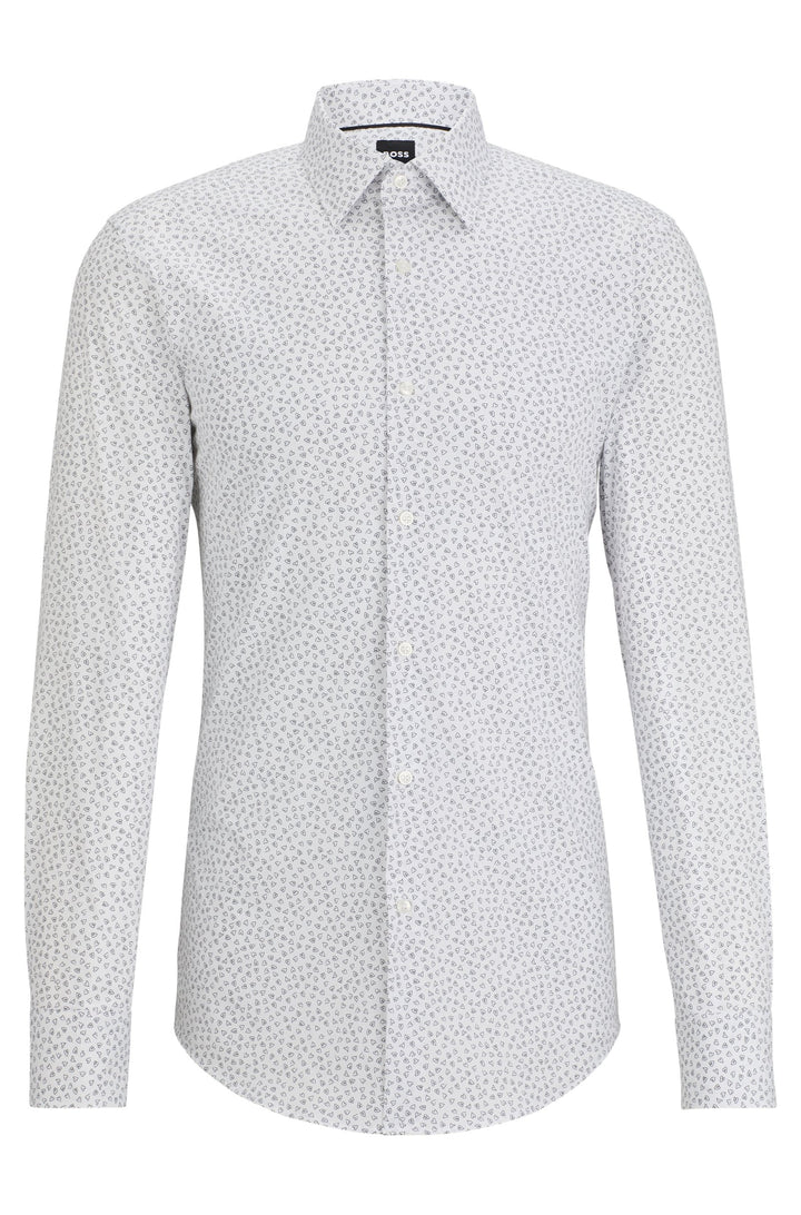 BOSS Slim Fit Formal Shirt in Cotton Mix - H-HANK-KENT-C1-214 10258998 01-50513526- Concorde Fashion#color_white-120