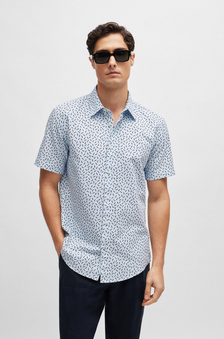 BOSS Slim Fit Casual Shirts in Cotton - S-ROAN-KEN-SH-C1-242 10259006 01-50513394- Concorde Fashion#color_blue-450