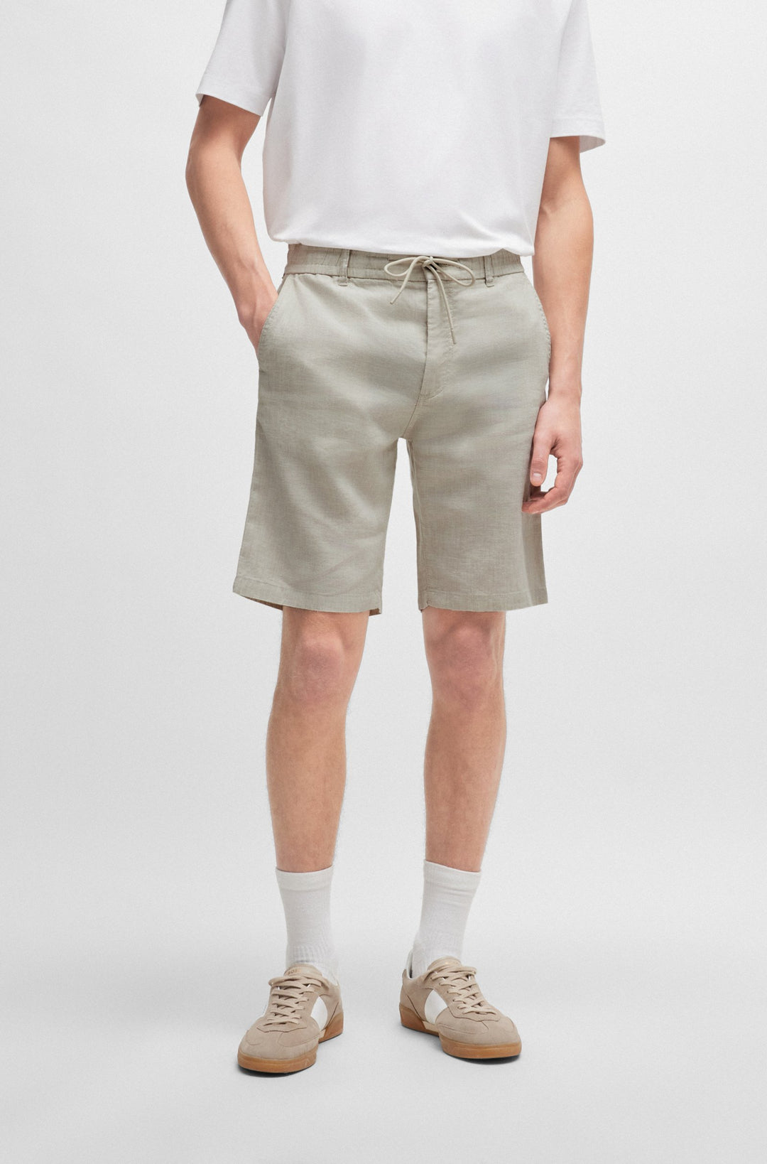 BOSS Tapered Fit Trousers in Linen Mix - CHINO-TAPERED-DS-1-S 10259054 01-50513027- Concorde Fashion#color_beige-271