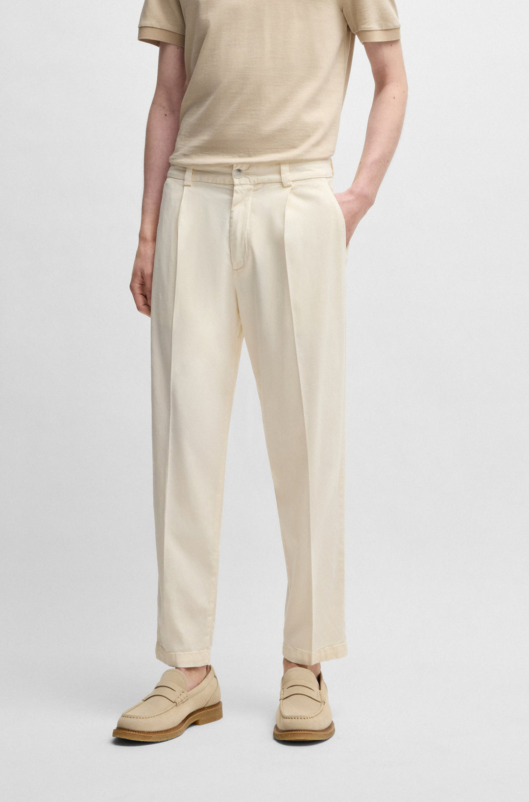 BOSS Trousers Tapered Fit - C-PERIN-PL 50538059- Concorde Fashion#color_white-131