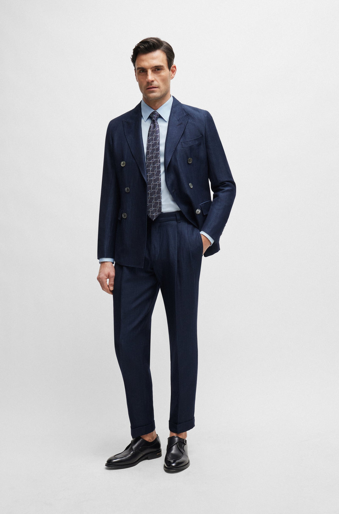 BOSS CAMEL Slim Fit Formal Jackets in Wool Mix - L-HESTON-DB-242 10259125 01-50514370- Concorde Fashion#color_blue-497