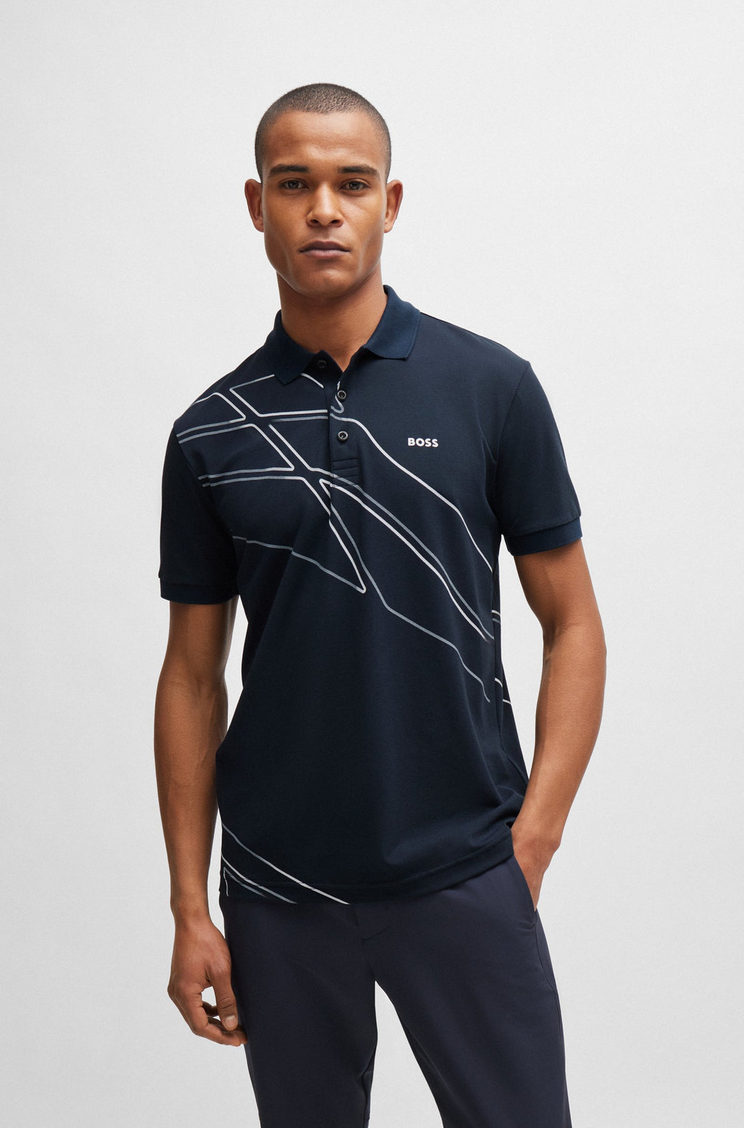 BOSS Regular Fit Polos in Cotton Mix - PADDY 3 10259154 01-50512766- Concorde Fashion#color_navy-402