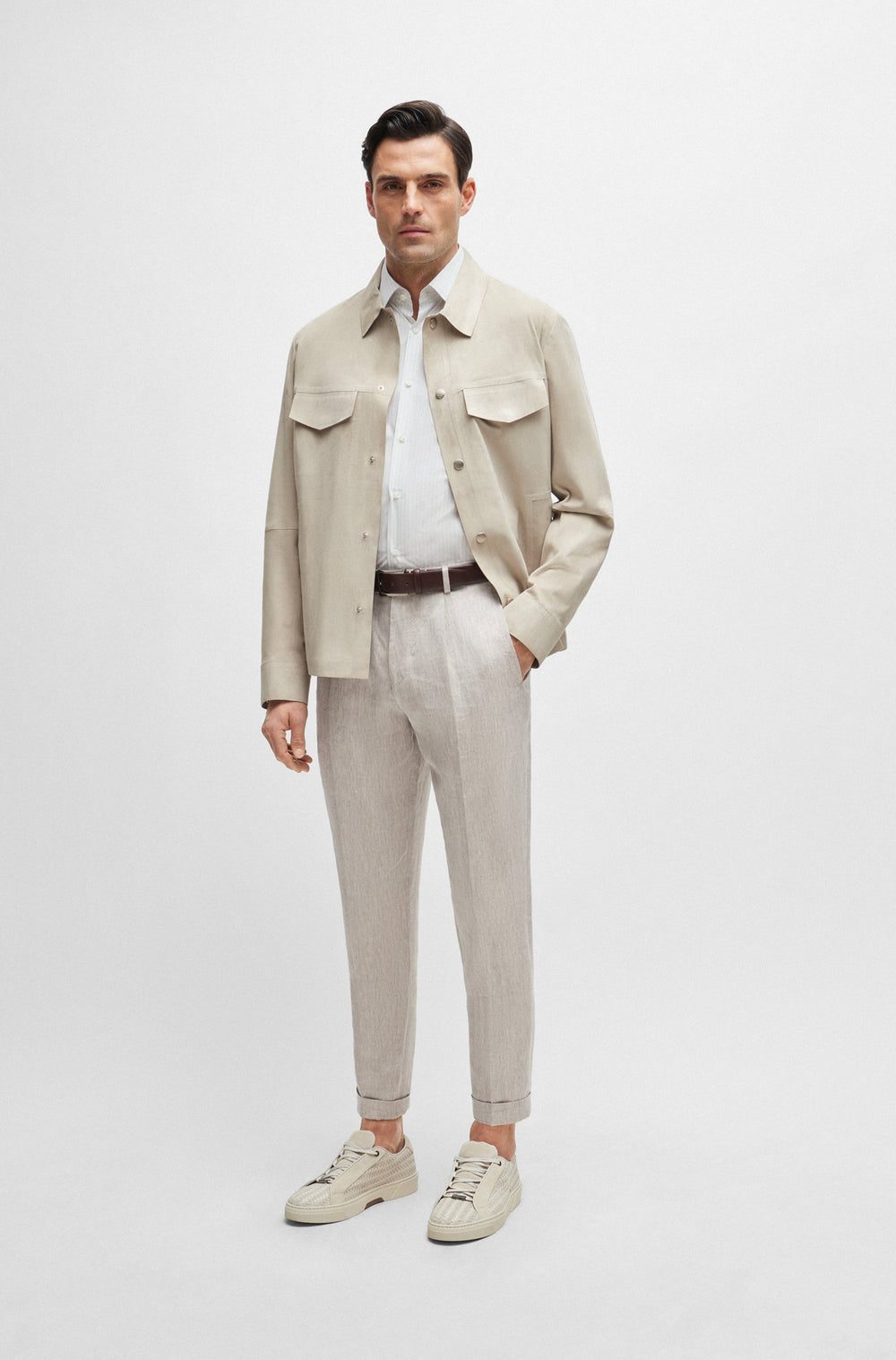 BOSS CAMEL Slim Fit Formal Shirt in Cotton - L-HAYS-KENTB-234 10259181 01-50514242- Concorde Fashion#color_grey-050
