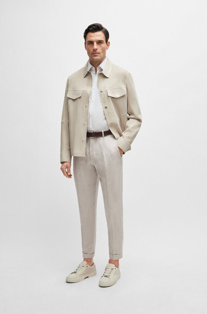 BOSS CAMEL Slim Fit Formal Shirt in Cotton - L-HAYS-KENTB-234 10259181 01-50514242- Concorde Fashion#color_grey-050