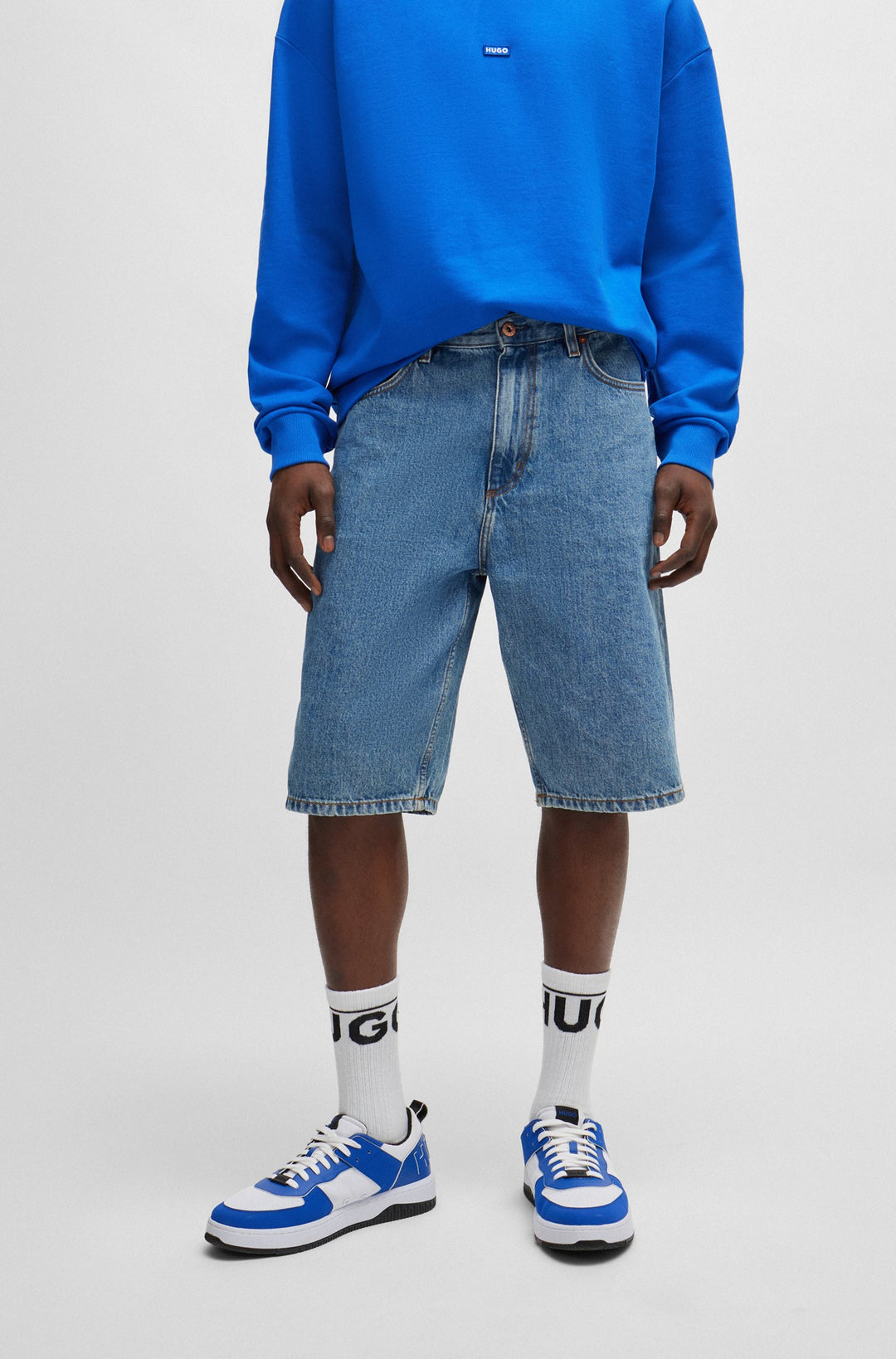 HUGO BLUE  Shorts in Cotton - SKATE SHORTS 10259233 01-50511586- Concorde Fashion#color_blue-420