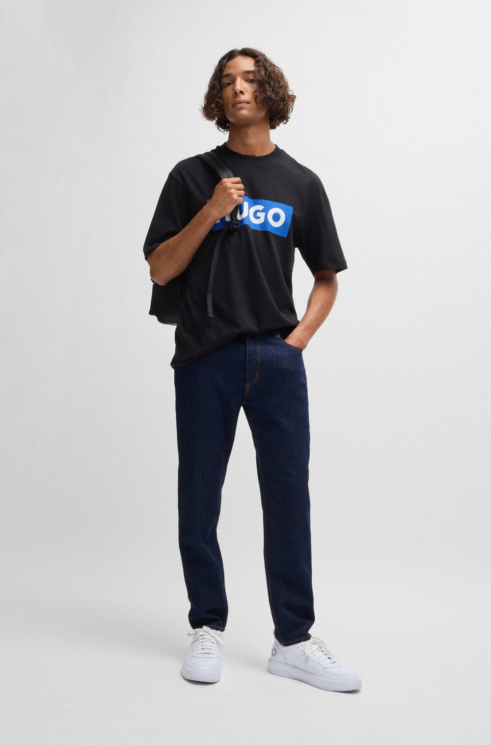 HUGO Jeans Tapered Fit in Cotton Mix - BRODY 10259241 03-50511496- Concorde Fashion#color_navy-401