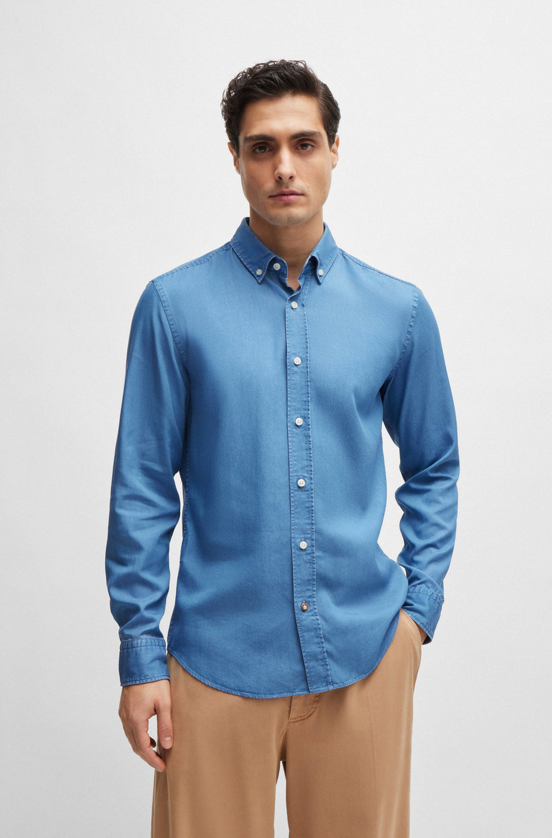 BOSS Casual Fit Casual Shirts in Viscose Mix - C-HAL-BD-C1-223 10259348 01-50513728- Concorde Fashion#color_blue-437