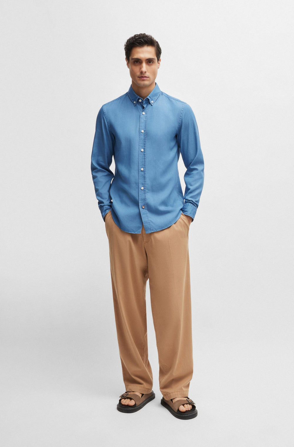 BOSS Casual Fit Casual Shirts in Viscose Mix - C-HAL-BD-C1-223 10259348 01-50513728- Concorde Fashion#color_blue-437