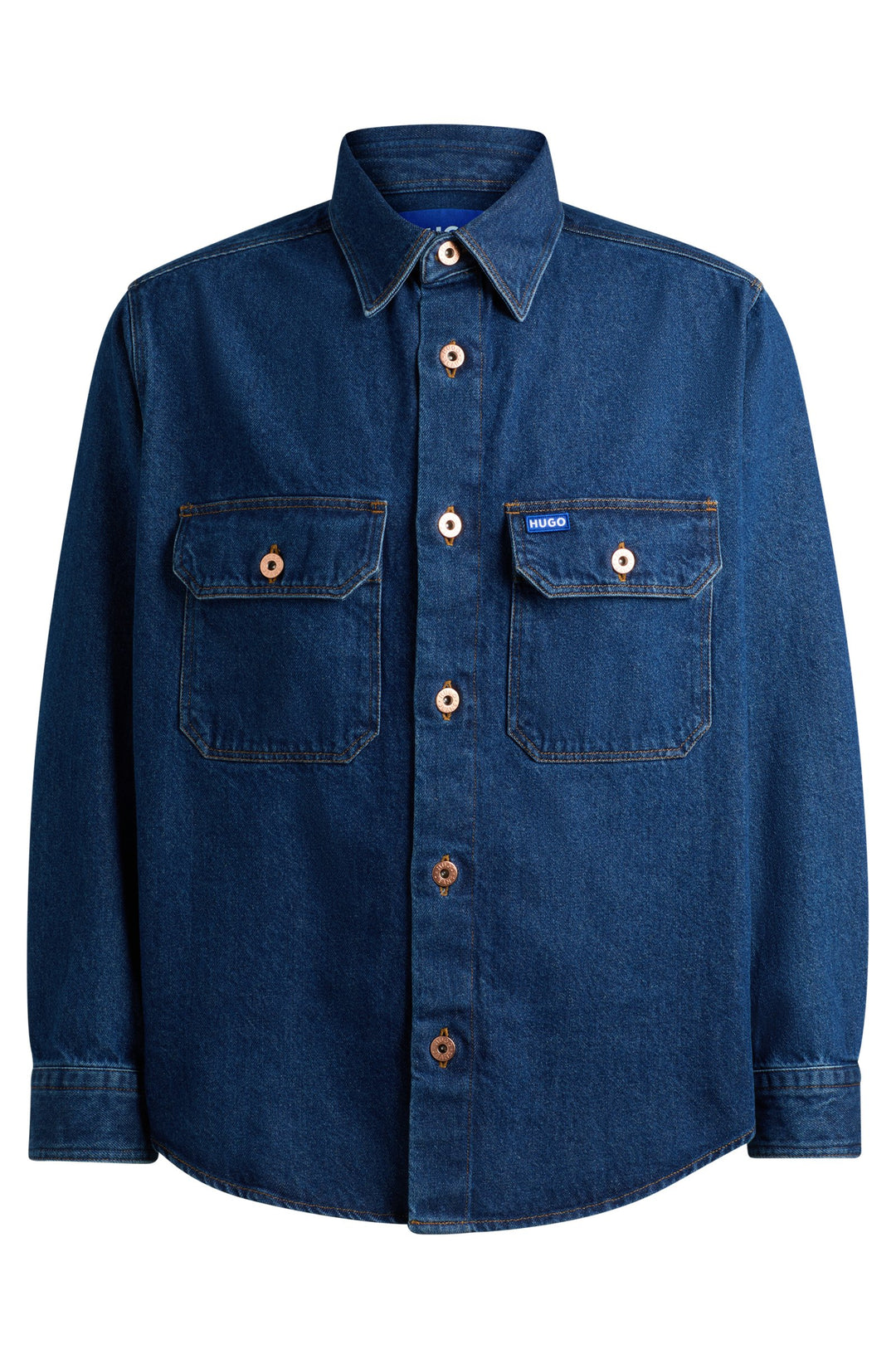 HUGO BLUE Oversize Fit Casual Shirts in Cotton - EBOLT 10259366 01-50513853- Concorde Fashion#color_blue-420