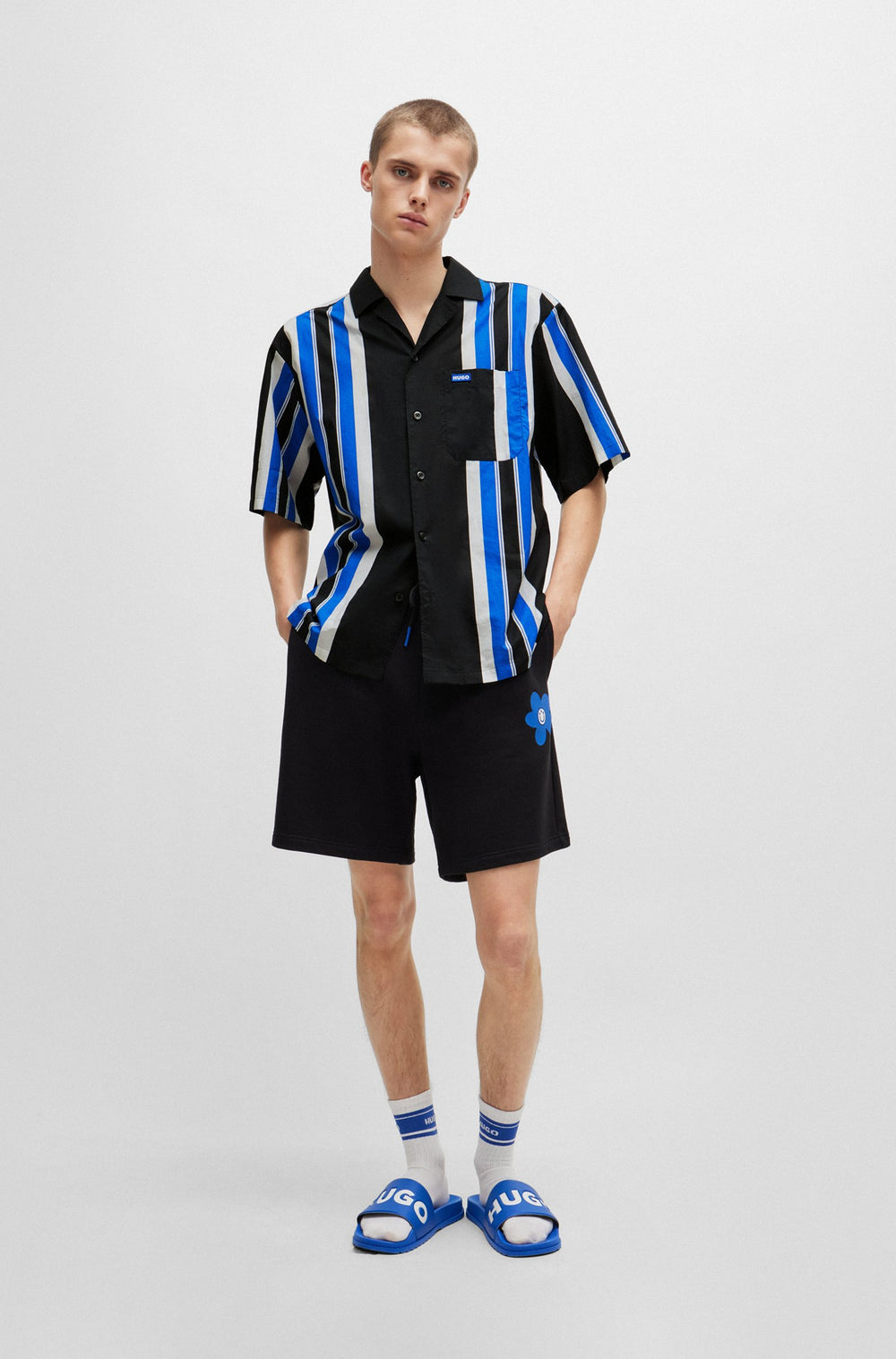 HUGO BLUE Oversize Fit Casual Shirts in Cotton - ELIGINO 10259369 01-50513867- Concorde Fashion#color_black-001