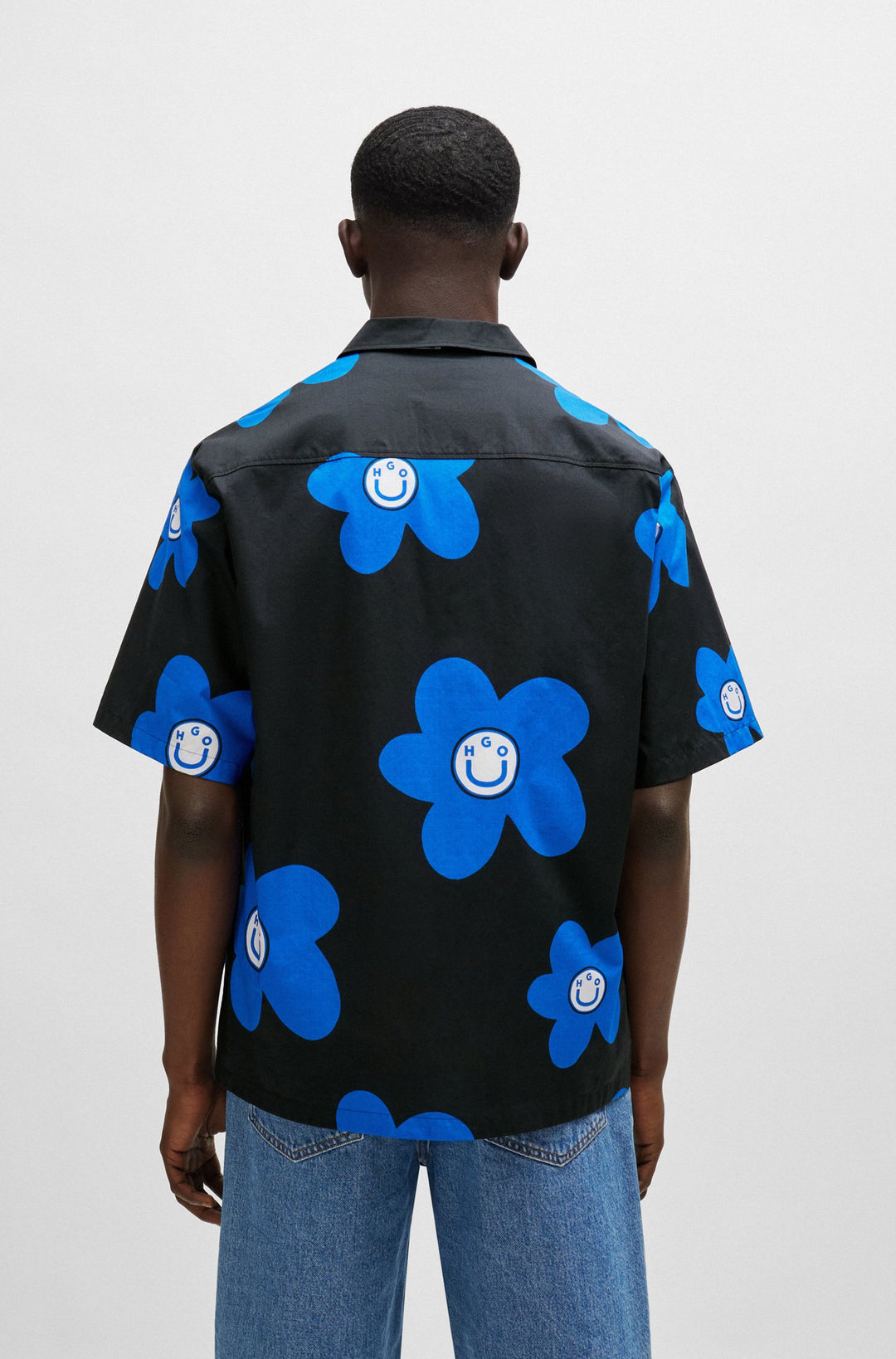 HUGO BLUE Oversize Fit Casual Shirts in Cotton - ELIGINO 10259381 01-50513855- Concorde Fashion#color_black-001