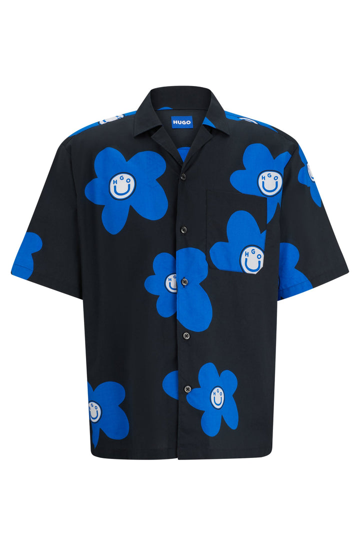 HUGO BLUE Oversize Fit Casual Shirts in Cotton - ELIGINO 10259381 01-50513855- Concorde Fashion#color_black-001