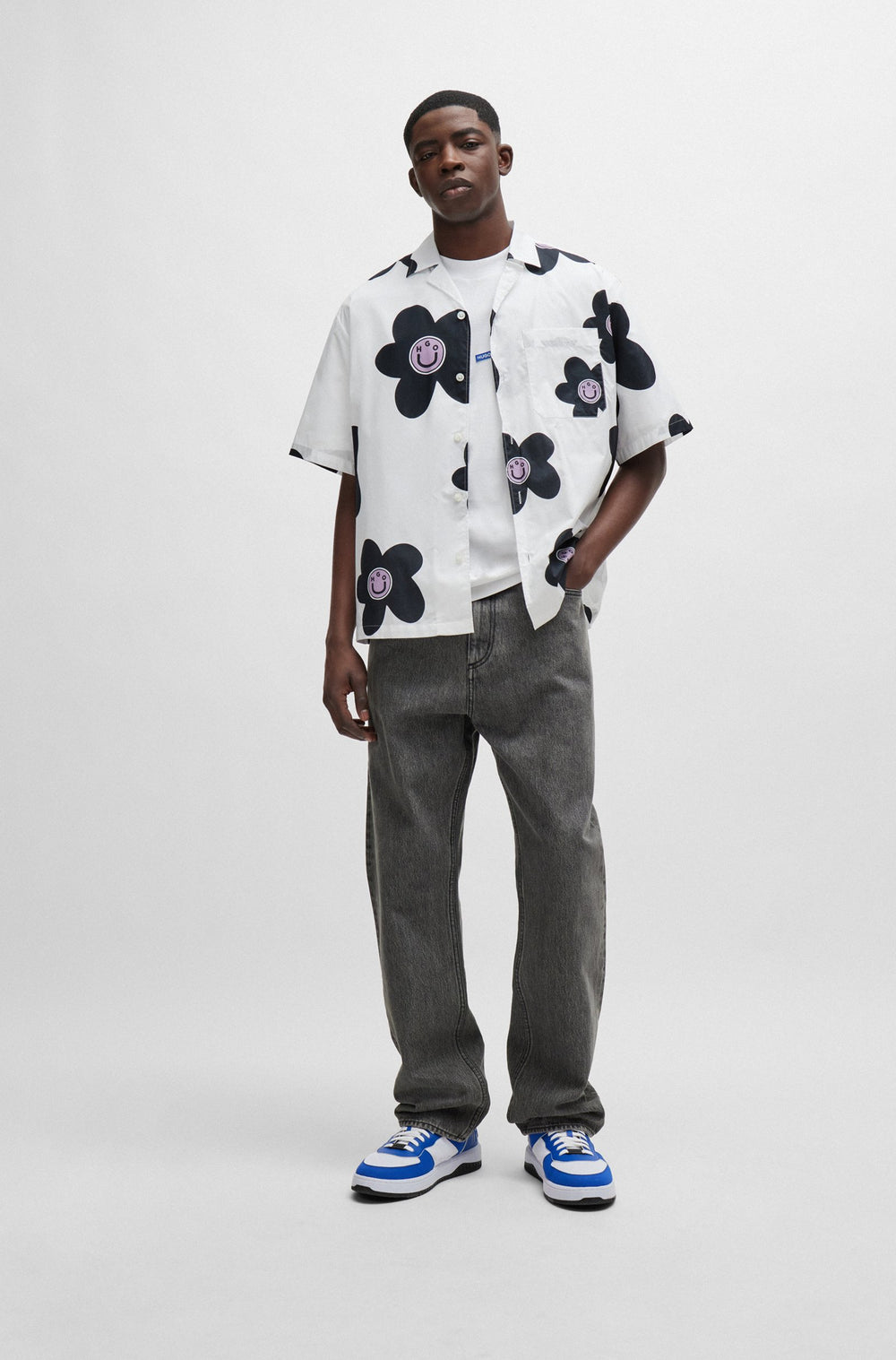 HUGO BLUE Oversize Fit Casual Shirts in Cotton - ELIGINO 10259381 01-50513855- Concorde Fashion#color_white-100