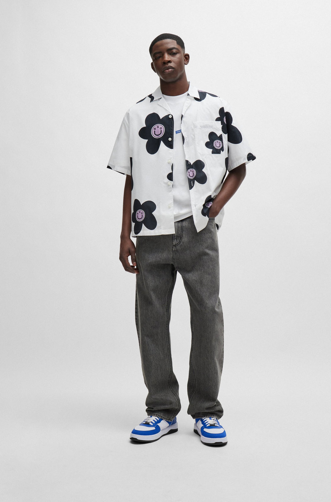 HUGO BLUE Oversize Fit Casual Shirts in Cotton - ELIGINO 10259381 01-50513855- Concorde Fashion#color_white-100