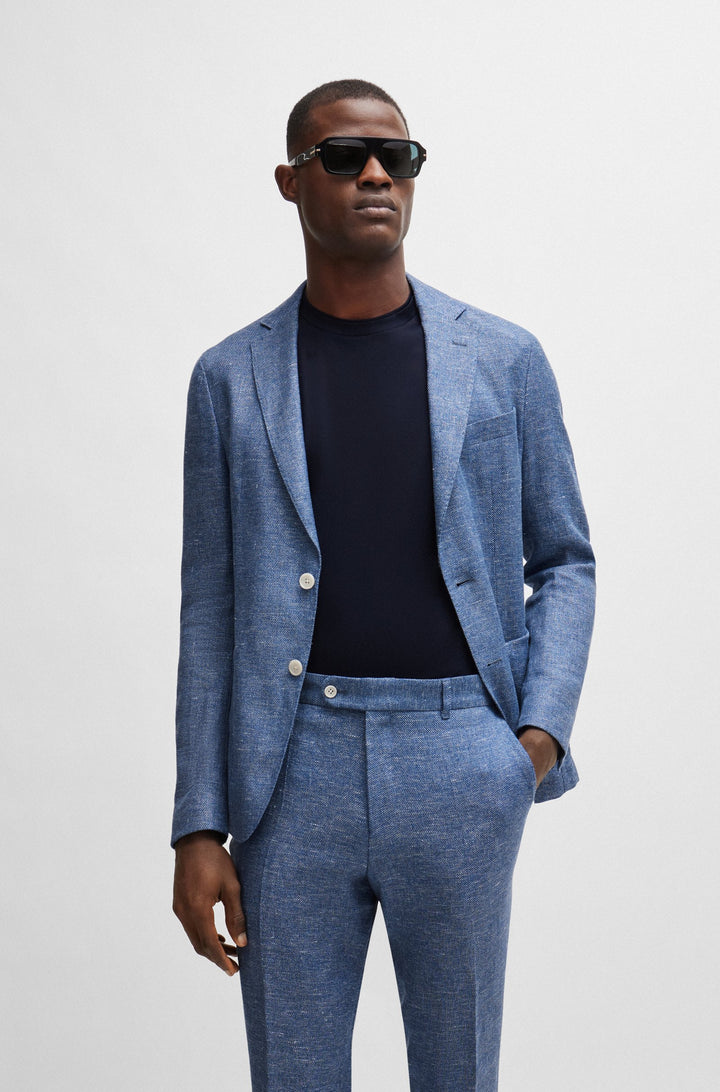 BOSS Slim Fit Formal Jackets in Linen Mix - C-HANRY-233 10259486 01-50514618- Concorde Fashion#color_blue-423
