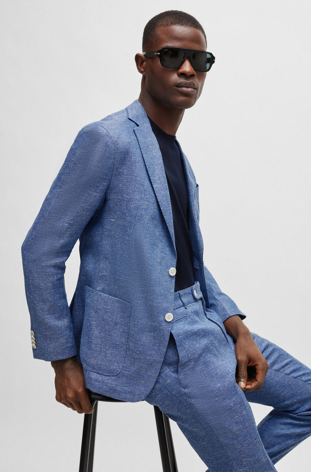 BOSS Slim Fit Formal Jackets in Linen Mix - C-HANRY-233 10259486 01-50514618- Concorde Fashion#color_blue-423