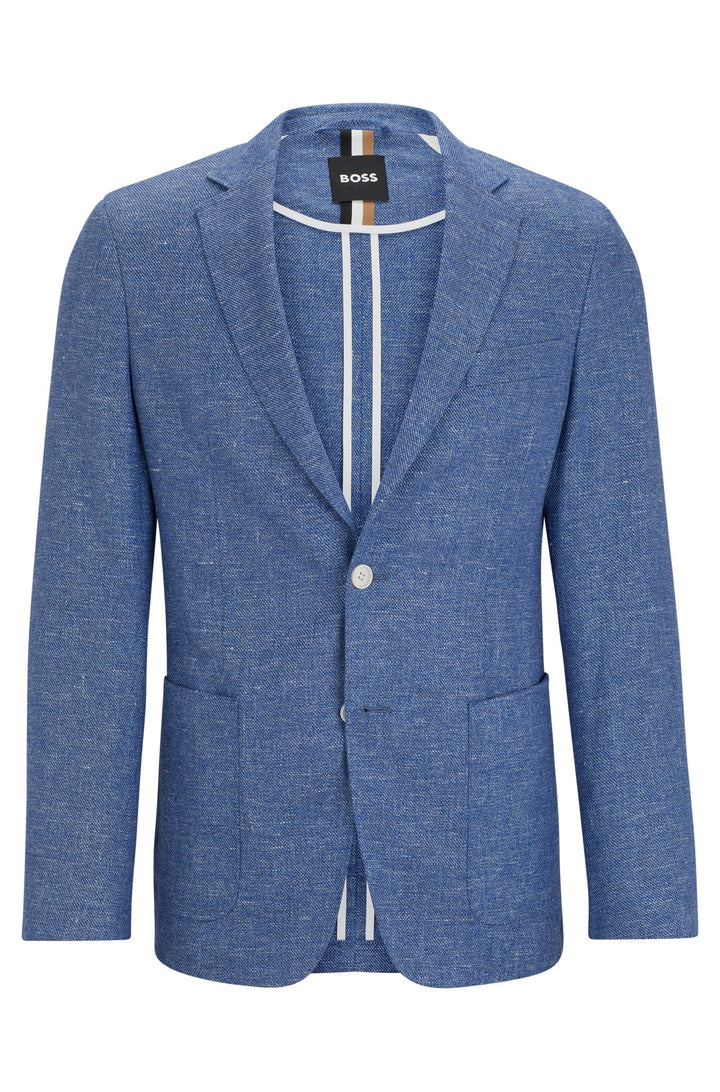 BOSS Slim Fit Formal Jackets in Linen Mix - C-HANRY-233 10259486 01-50514618- Concorde Fashion#color_blue-423