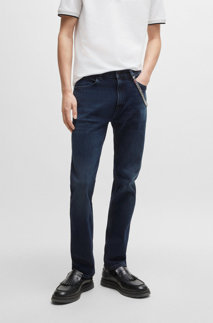 HUGO Jeans Slim Fit in Cotton Mix - HUGO 708 10259627 01-50517542- Concorde Fashion#color_navy-410
