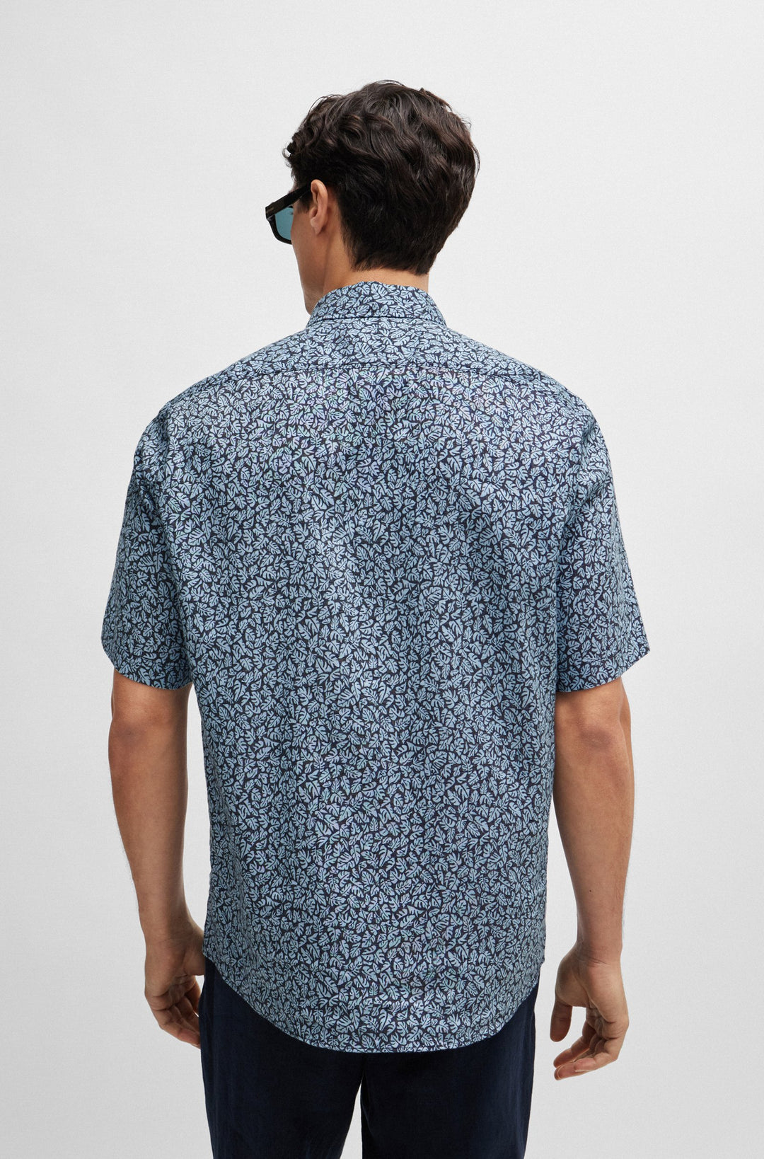 BOSS Regular Fit Casual Shirts in Linen Mix - S-LIAM-KEN-SH-C1-242 10259835 01-50515157- Concorde Fashion#color_blue-450
