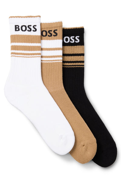 BOSS Socks  in Cotton Mix - 3P QS RIB STRIPE CC 10259874 01-50515143- Concorde Fashion#color_assorted-960