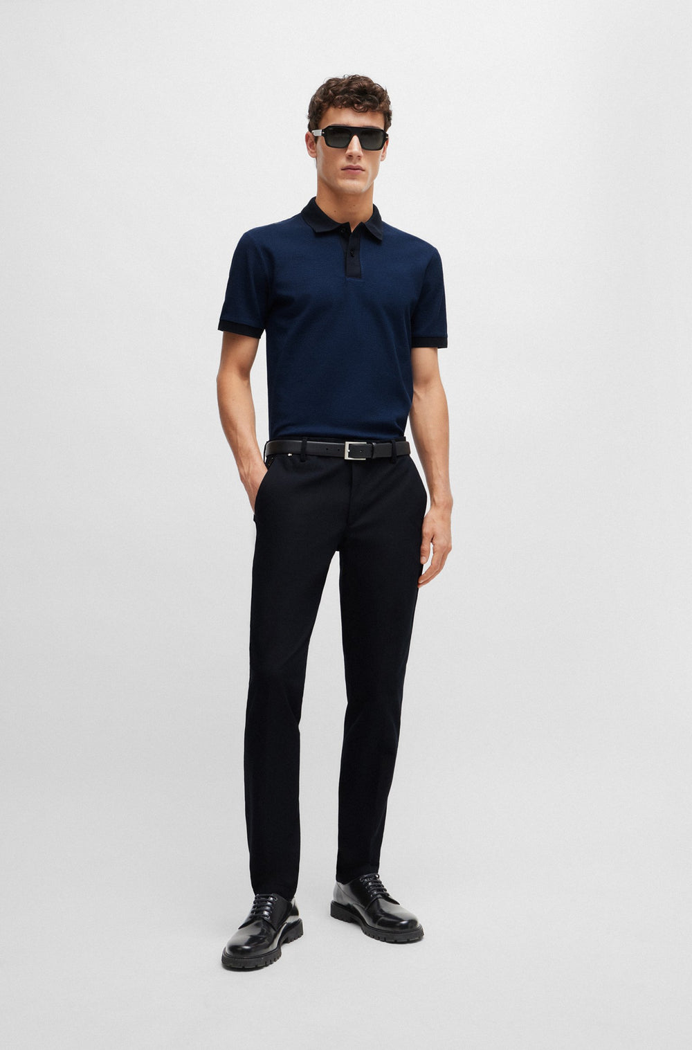 BOSS Slim Fit Polos in Cotton - PHILLIPSON 37 10259971 01-50513580- Concorde Fashion#color_navy-404