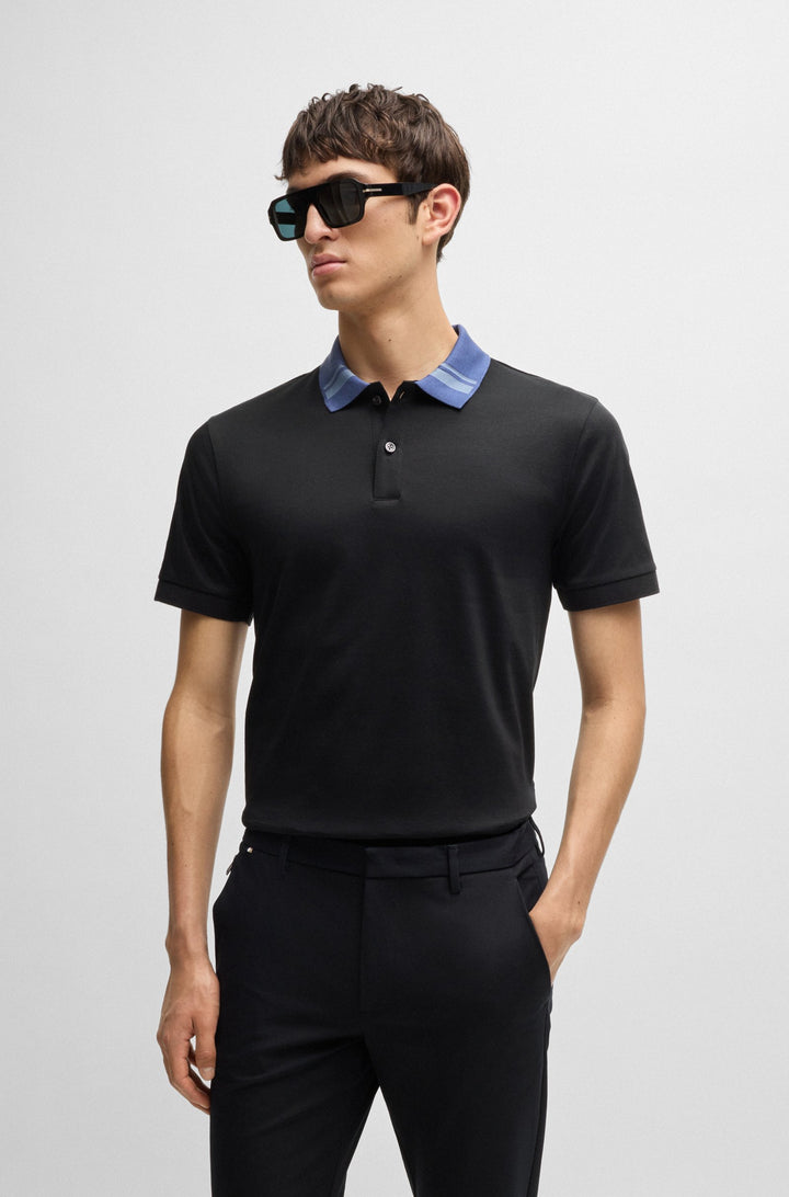 BOSS Polos Slim Fit in Cotton - H-PHILLIPSON 117 10260025 01-50521127- Concorde Fashion#color_black-001