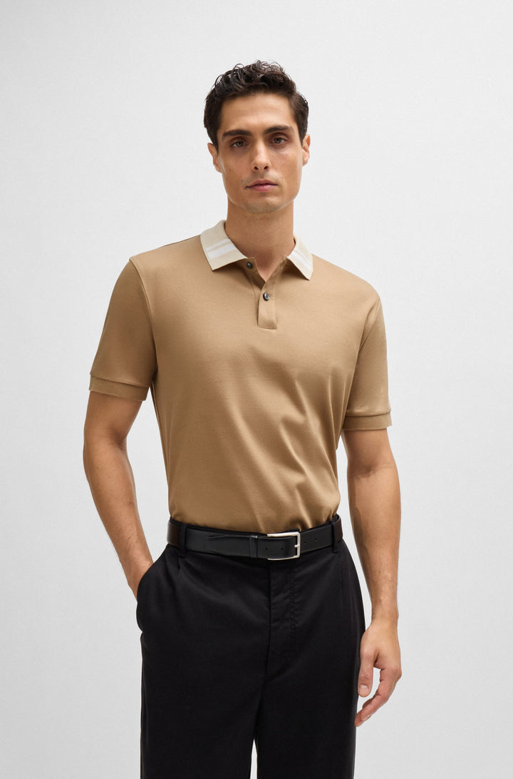 BOSS Polos Slim Fit in Cotton - H-PHILLIPSON 117 10260025 01-50521127- Concorde Fashion#color_beige-282